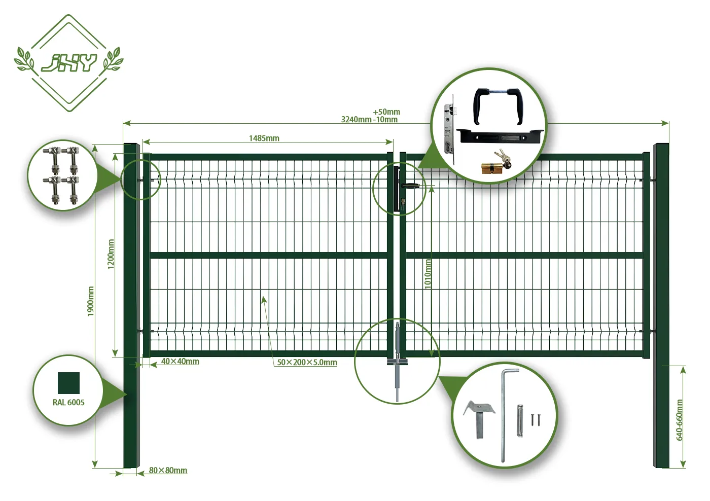 3D FENCING GARDEN GATE WIDTH 300CM & HEIGHT 120CM GREEN & GREY SQUARE POST & FRAME 3D FENCING GARDEN GATE WIDTH 300CM & HEIGHT 120CM GREEN & GREY SQUARE POST & FRAME