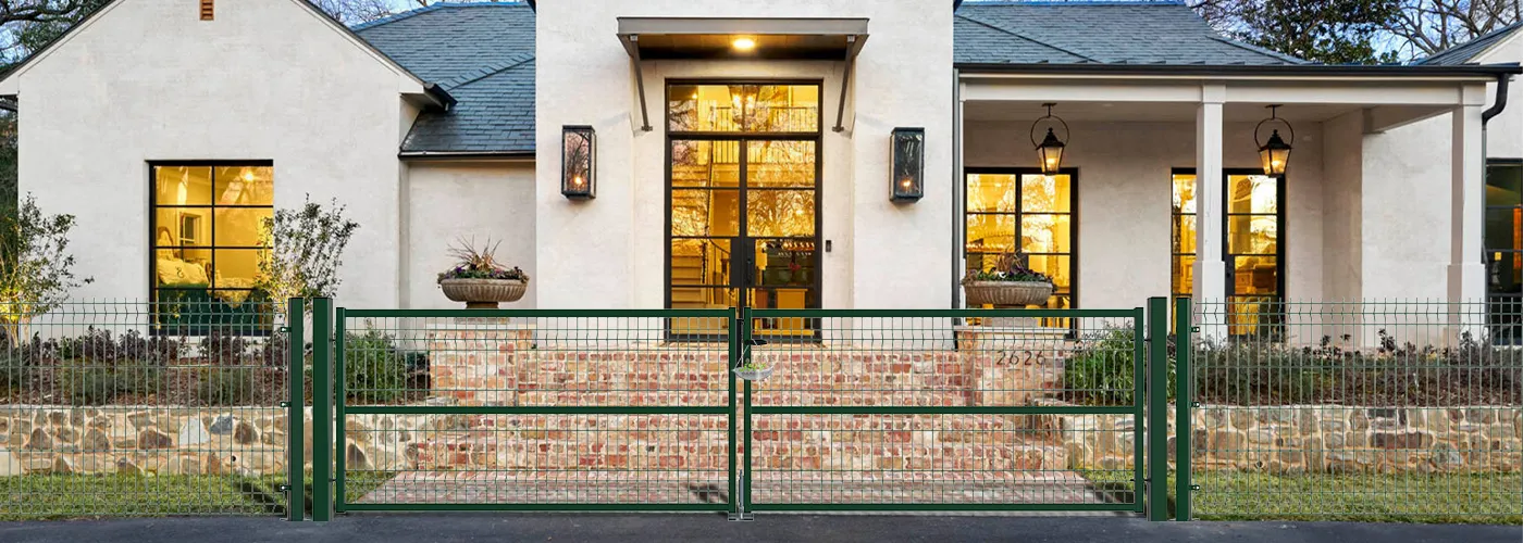 3D FENCING GARDEN GATE WIDTH 400CM & HEIGHT 100CM GREEN & GREY SQUARE POST & FRAME