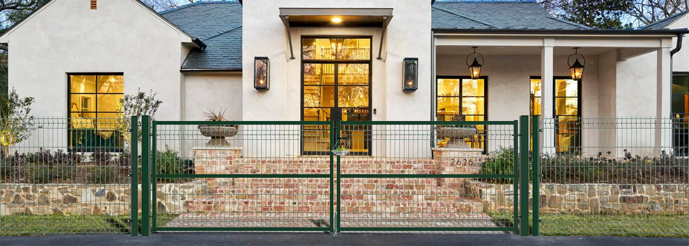 3D FENCING GARDEN GATE WIDTH 400CM & HEIGHT 120CM GREEN & GREY SQUARE POST & FRAME