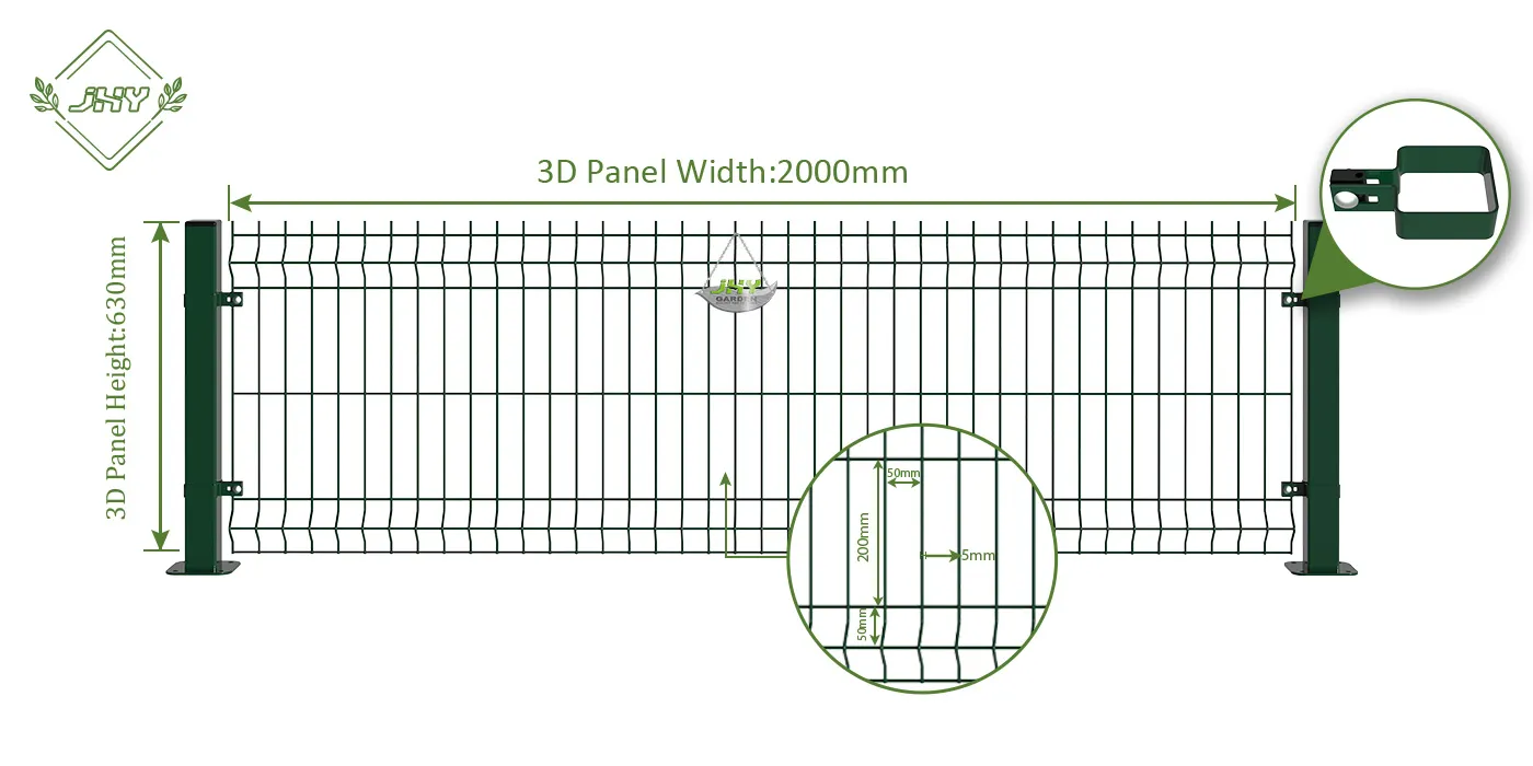 3D WELD MESH FENCE PANELS WIDTH 250CM & HEIGHT 63CM