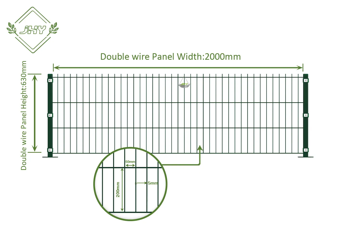 6/5/6 2D DOUBLE WIRE FENCE PANEL WIDTH 250CM & HEIGHT 63CM