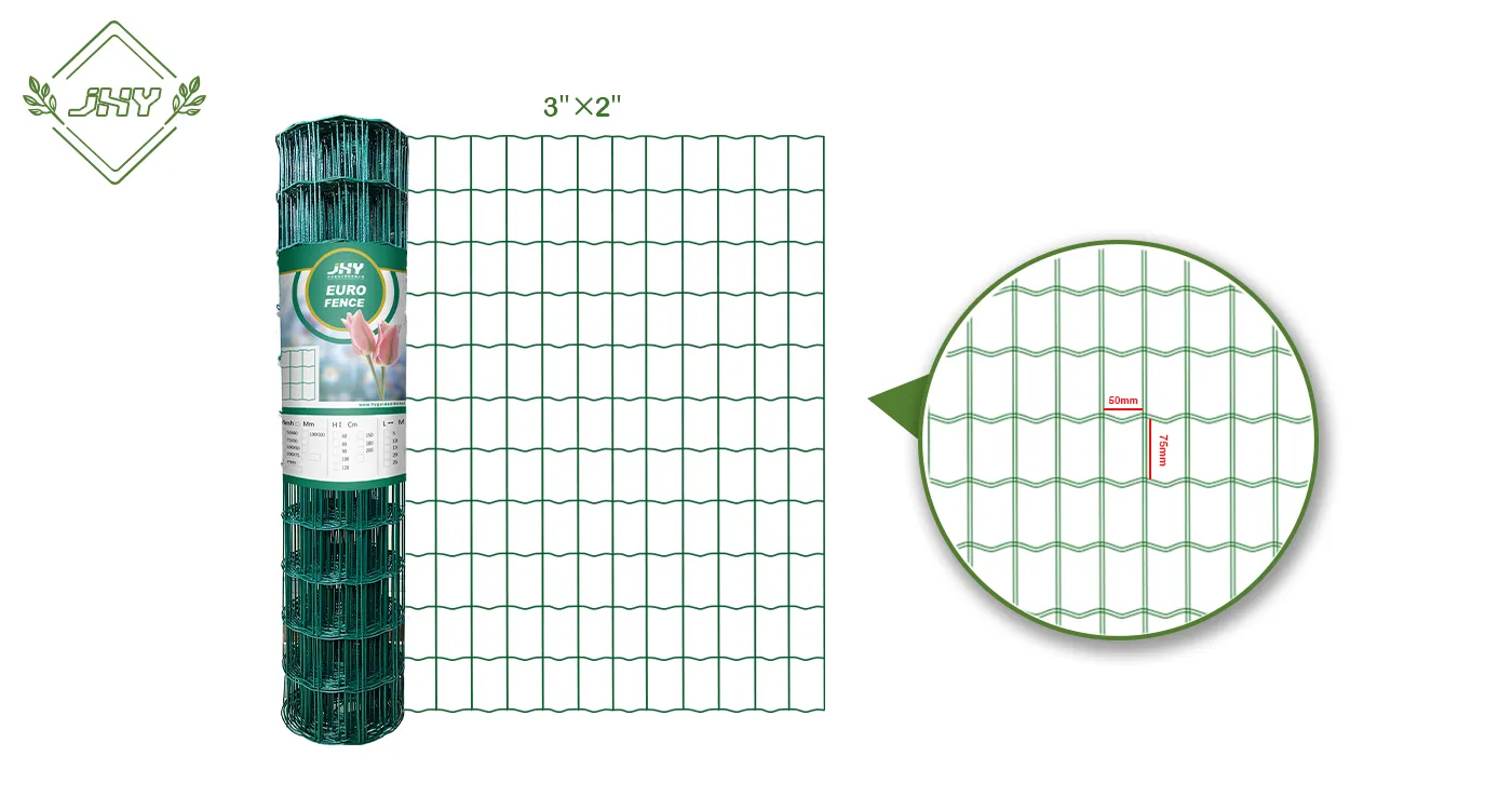 PVC COATED EURO FENCE MESH SIZE 75×50MM WIDTH 50CM