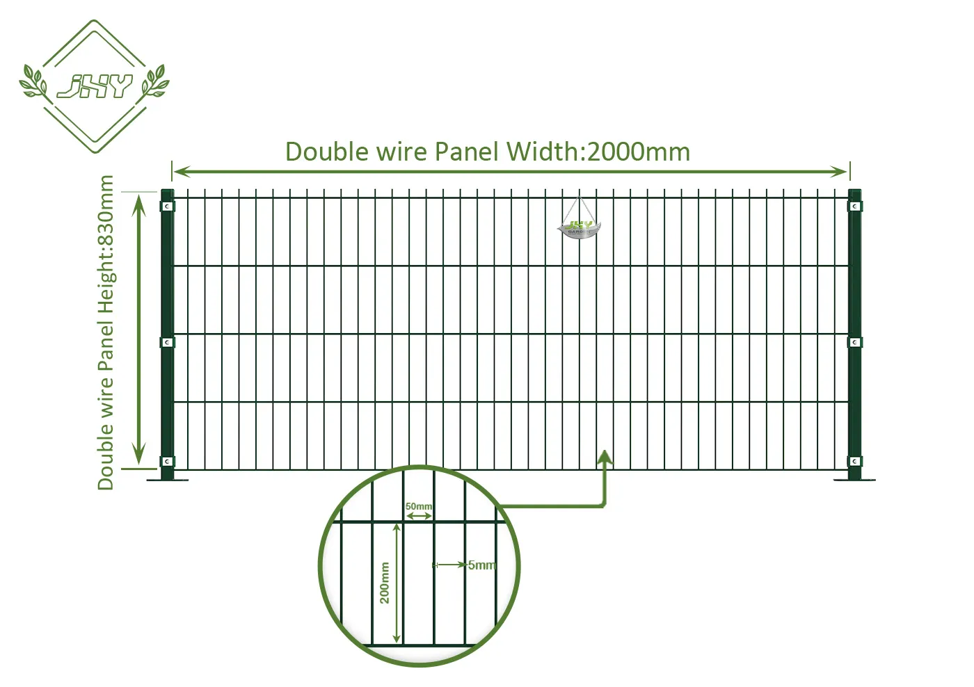 6/5/6 2D DOUBLE WIRE FENCE PANEL WIDTH 250CM & HEIGHT 83CM