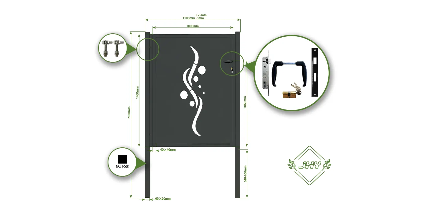 CNC METAL GATE REVERIE WIDTH 100CM & HEIGHT 140CM BLACK SQUARE POST & FRAME CNC METAL GATE REVERIE WIDTH 100CM & HEIGHT 140CM BLACK SQUARE POST & FRAME