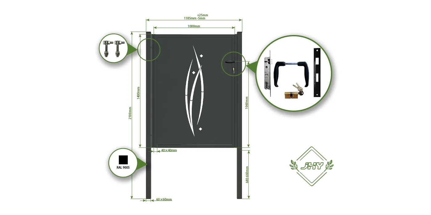 CNC METAL GATES SERENADE 100CM & HEIGHT 140CM BLACK SQUARE POST & FRAME CNC METAL GATES SERENADE 100CM & HEIGHT 140CM BLACK SQUARE POST & FRAME