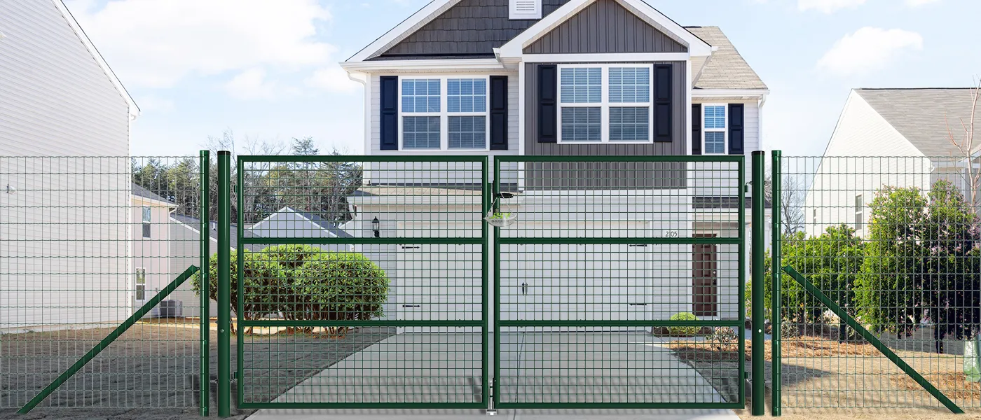 COMPOSITE FENCING GATE WIDTH 300CM & HEIGHT 150CM GREEN & GREY SQUARE POST & FRAME