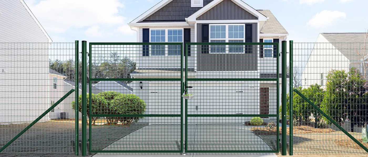 COMPOSITE FENCING GATE WIDTH 300CM & HEIGHT 175CM GREEN & GREY SQUARE POST & FRAME
