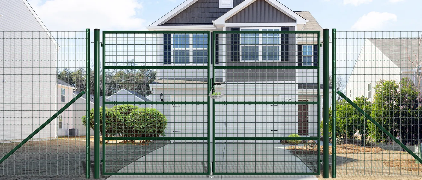 COMPOSITE FENCING GATE WIDTH 300CM & HEIGHT 200CM GREEN & GREY SQUARE POST & FRAME