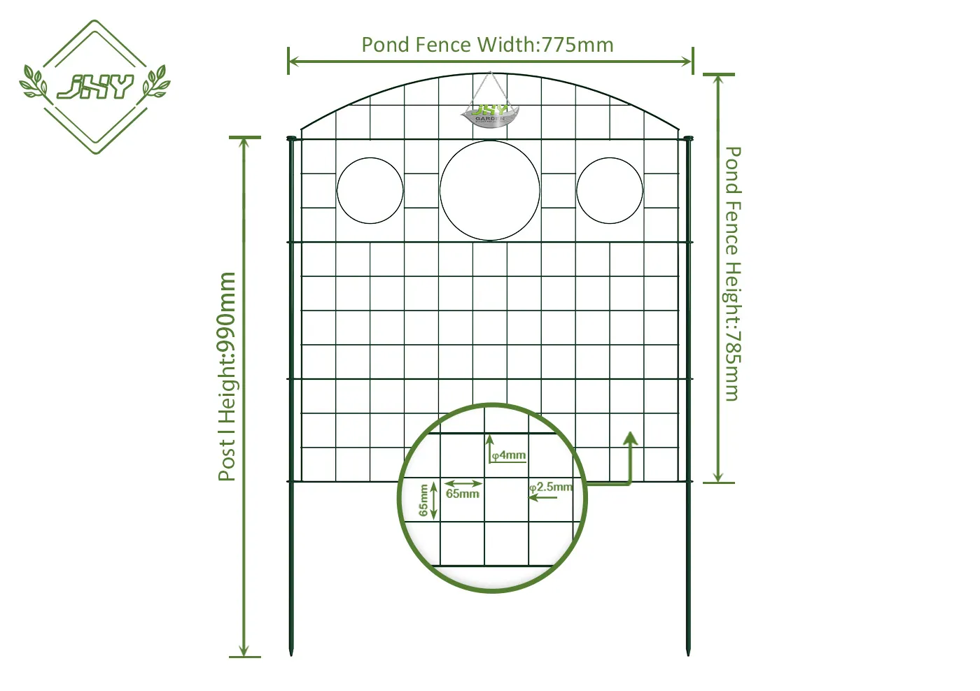 CONVEX TYPE WIRE POND FENCE WITH CIRCLE