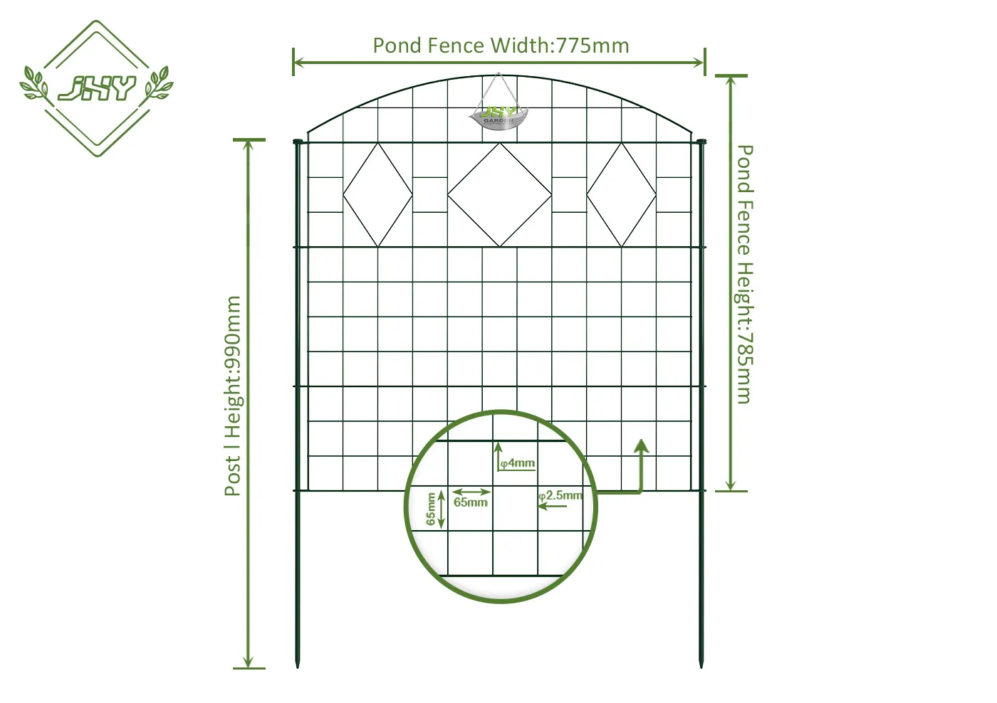CONVEX TYPE WIRE POND FENCE WITH DIAMOND