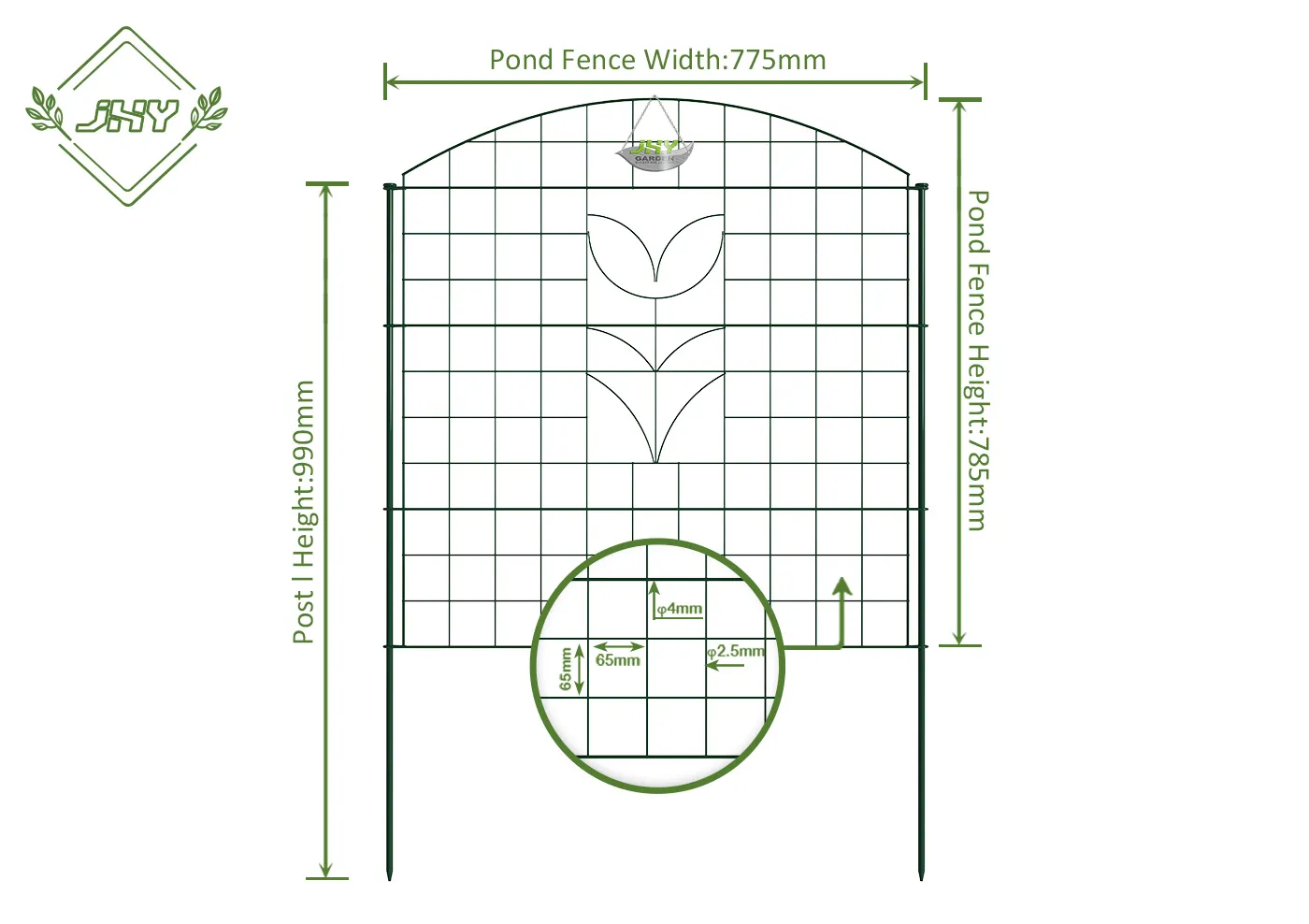 CONVEX TYPE WIRE POND FENCE WITH ROSE