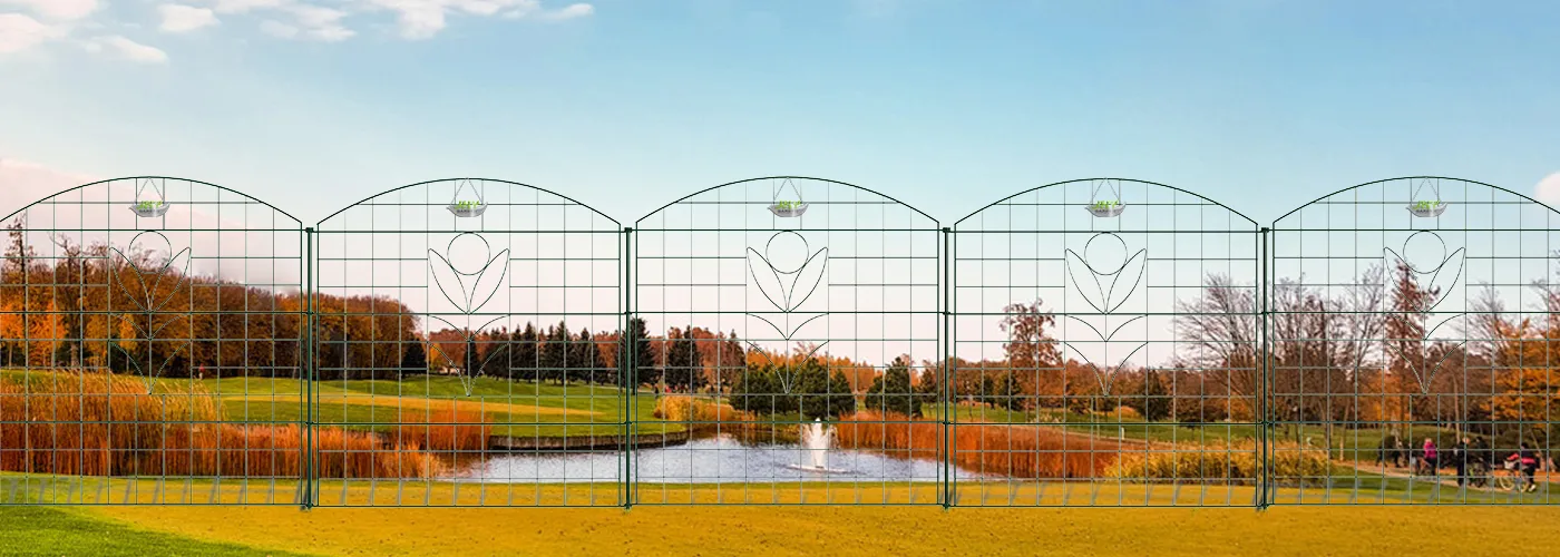 CONVEX TYPE WIRE POND FENCE WITH SUNNY FLOWER