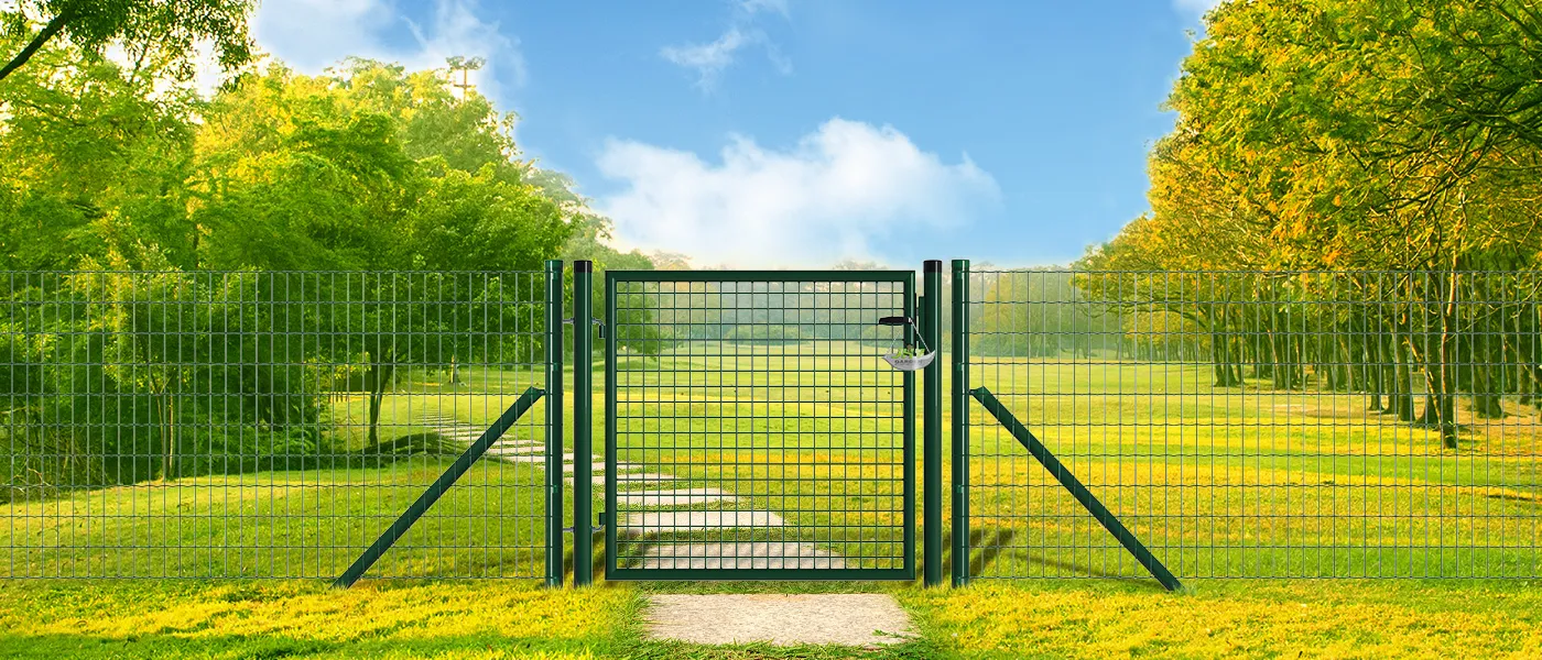 MESH FENCE GARDEN GATES WIDTH 100CM & HEIGHT 100CM GREEN & GREY SQUARE POST & FRAME