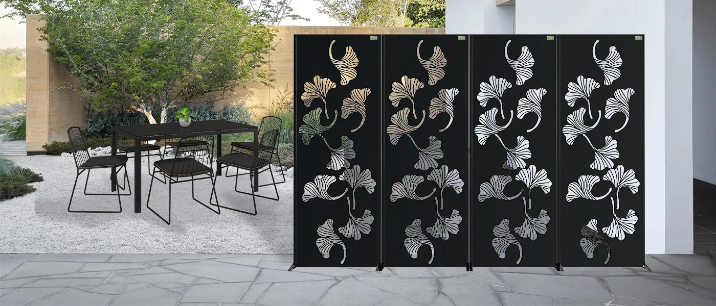 STEEL DECORATIVE GARDEN SCREEN SPRIG WIDTH 60CM & HEIGHT 160CM BLACK