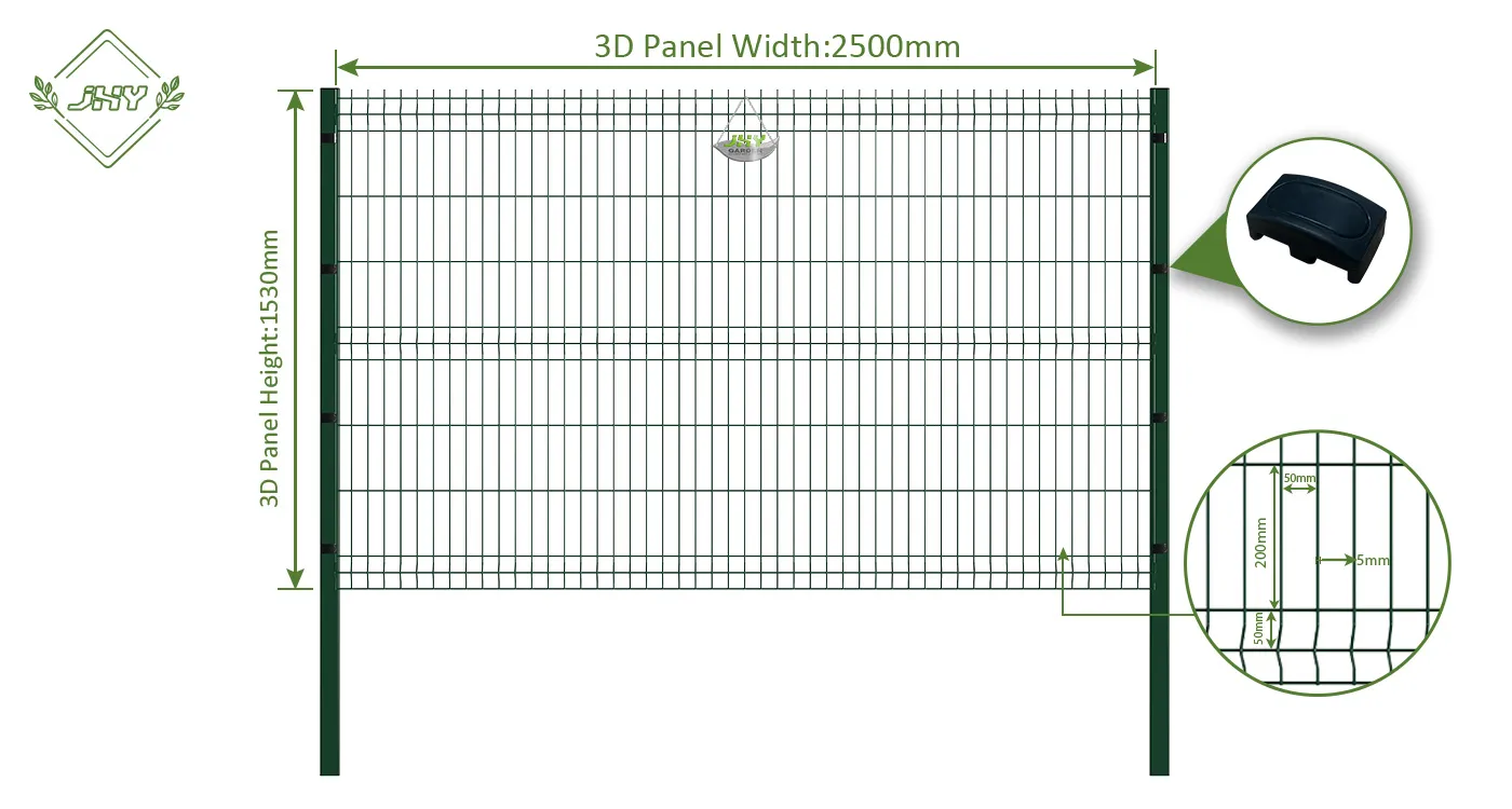 WELDED WIRE EURO FENCE PANEL WIDTH 250CM & HEIGHT 153CM