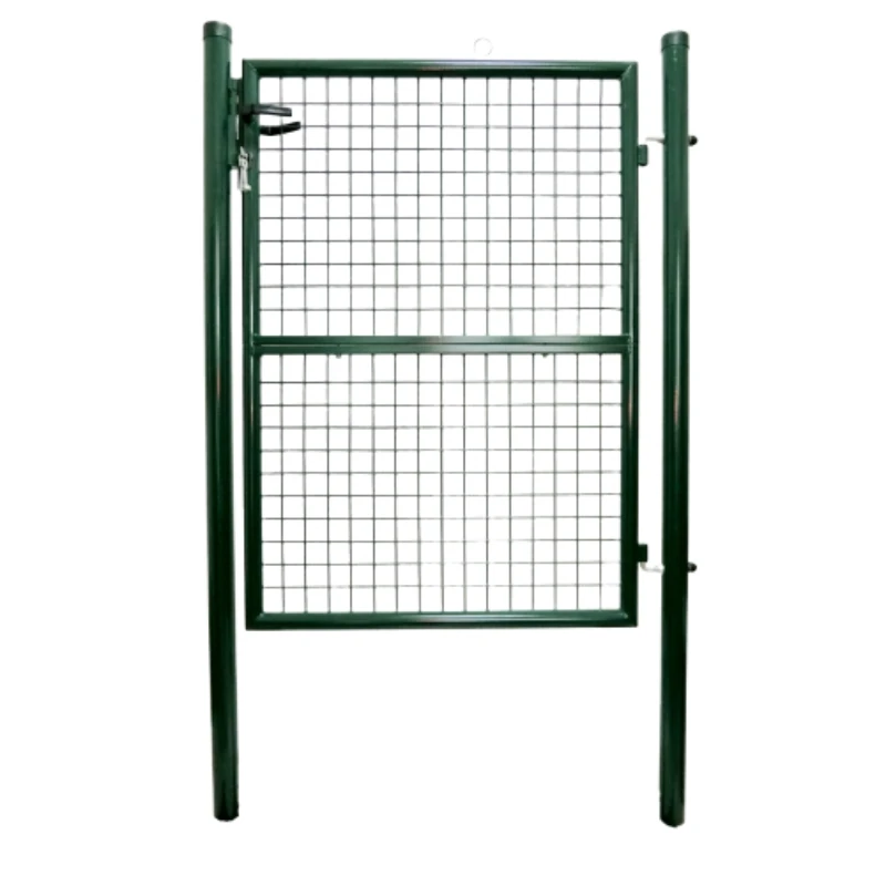 PVC Electrostatic Coating Round Pipe Two Parts Panel Single Swing Gate For E-Commerce Sales