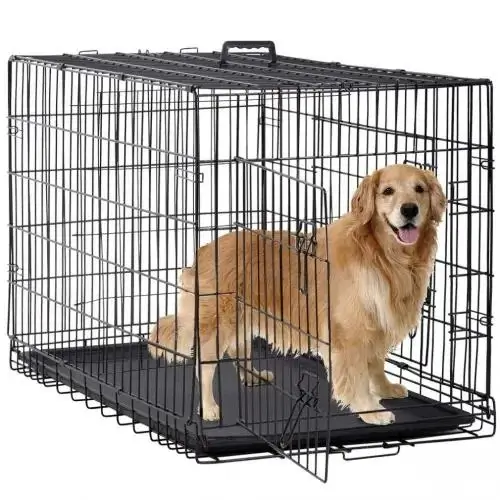 Best Pet Dog Crate Cage Extra Folding Large Double Door Pet Crate W/Divider & Tray