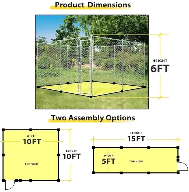 Galvanized Powder Coated Welded Wire Mesh Metal Chain Link Fence Outdoor Large Dog Kennel Fence