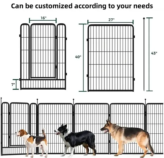 Large Dog Kennel Outdoor Pet Pens Dogs Run Enclosure Animal Hutch Metal Coop Fence with Roof Cover