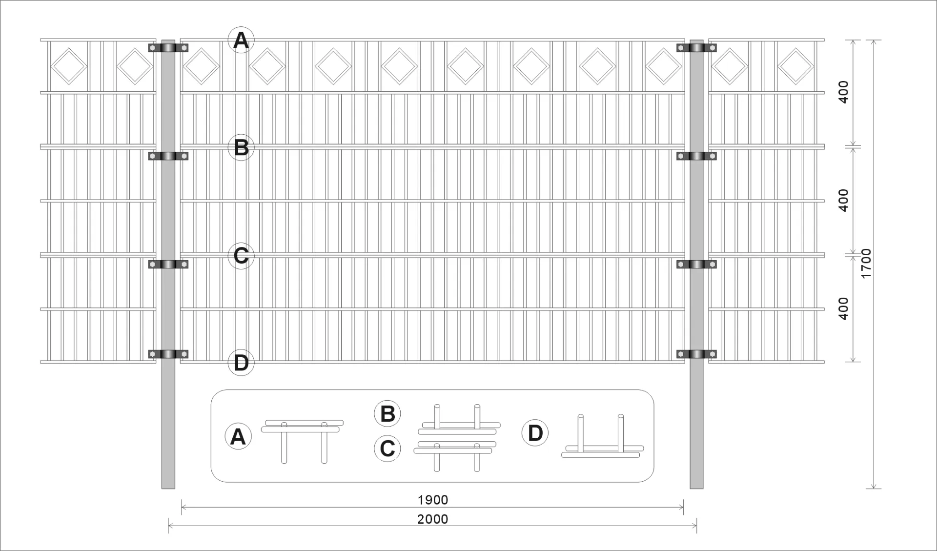 Diamond Shape Decorative 2D Panel Twin Wire Double Wire Panel Fence For Garden