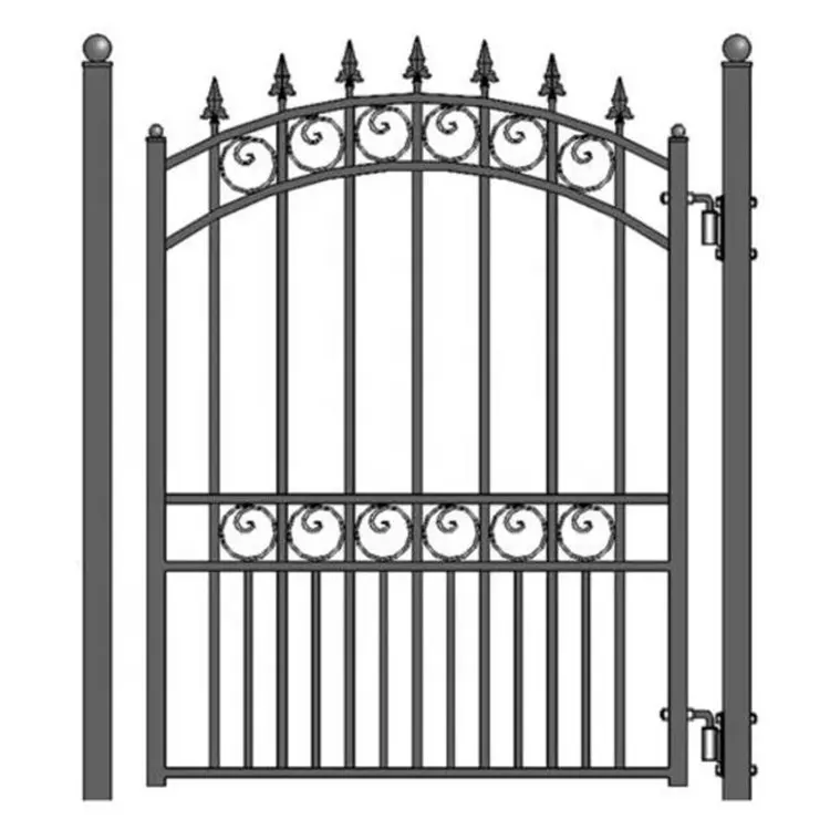 Durable Garden Steel Ornate Gate Steel Single Double Wrought Iron Gate