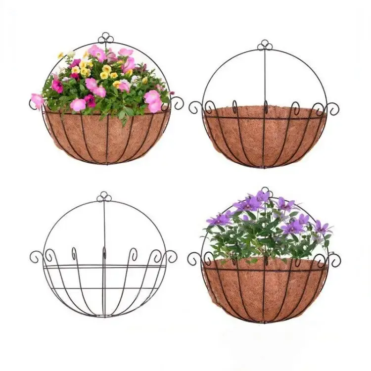 Coconut Palm Hanging Baskets Decoration Art Wall-mounted Flower Basket Balcony Flowers Grass Plant Pot