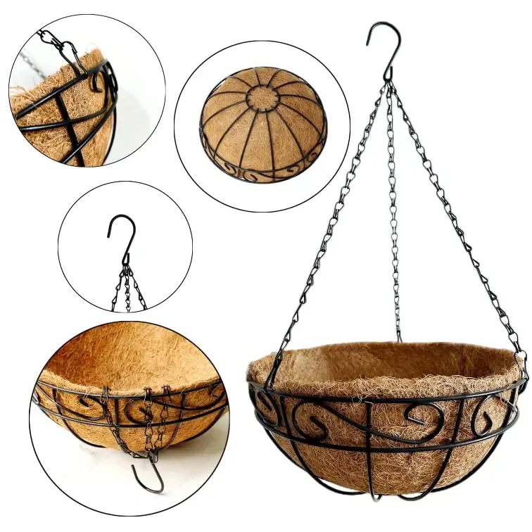 Natural Seedling Nutrition Pot Biodegradable Flower Pot Coconut Fiber Hanging Baskets for Plants Outdoor