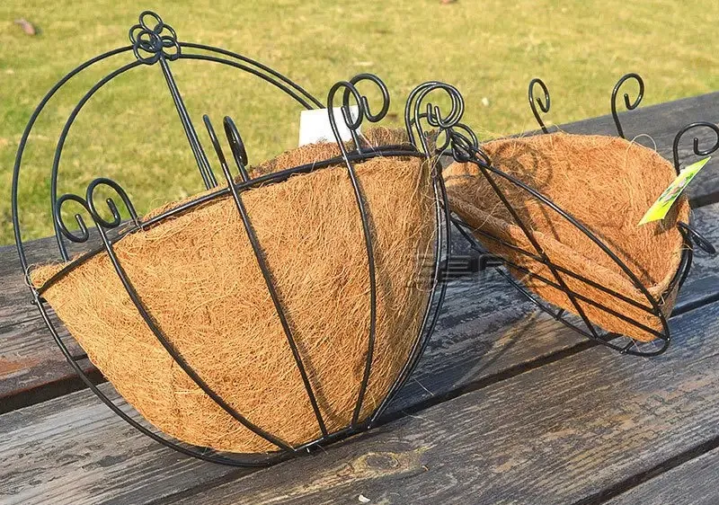 Coconut Palm Hanging Baskets Decoration Art Wall-mounted Flower Basket Balcony Flowers Grass Plant Pot
