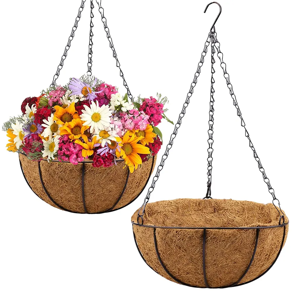 Hanging Basket With Planter Large Planters For Water Plants Small Pot Wicker Indoor Leaves Baskets Fiber