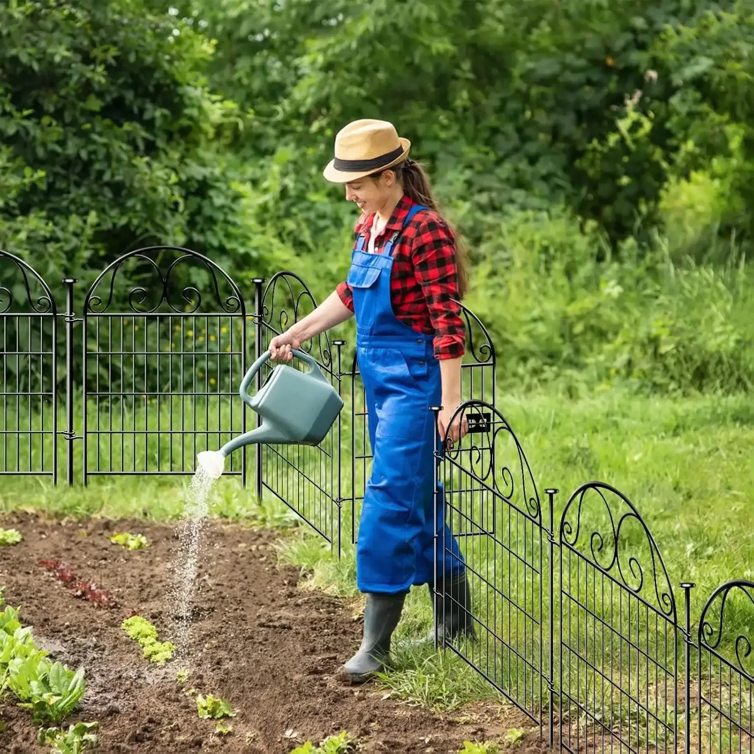 High Visibility Black Metal Security Fence Easy-to-Assemble Garden Iron Barrier and Trellis