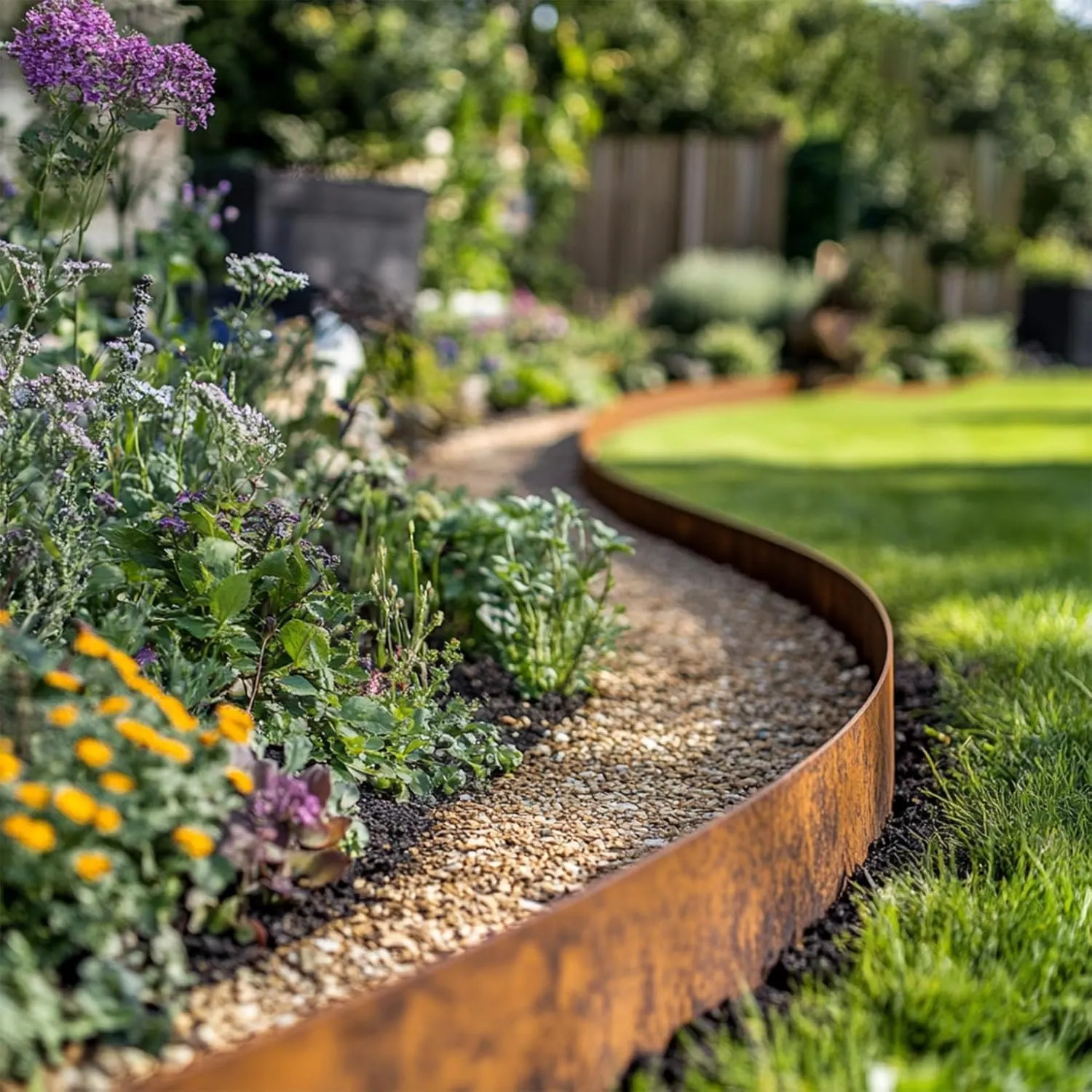 Metal Garden Frame Grass Anchoring Spikes New Design Landscape Corten Steel Lawn Edge