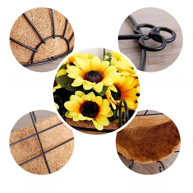 Coconut Palm Hanging Baskets Decoration Art Wall-mounted Flower Basket Balcony Flowers Grass Plant Pot