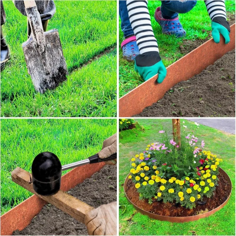 Metal Garden Frame Grass Anchoring Spikes New Design Landscape Corten Steel Lawn Edge