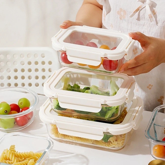 [Tempered Glass Lid] Borosilicate Glass Food Storage Container, Leakproof, Dishwasher Safe, Oven Safe