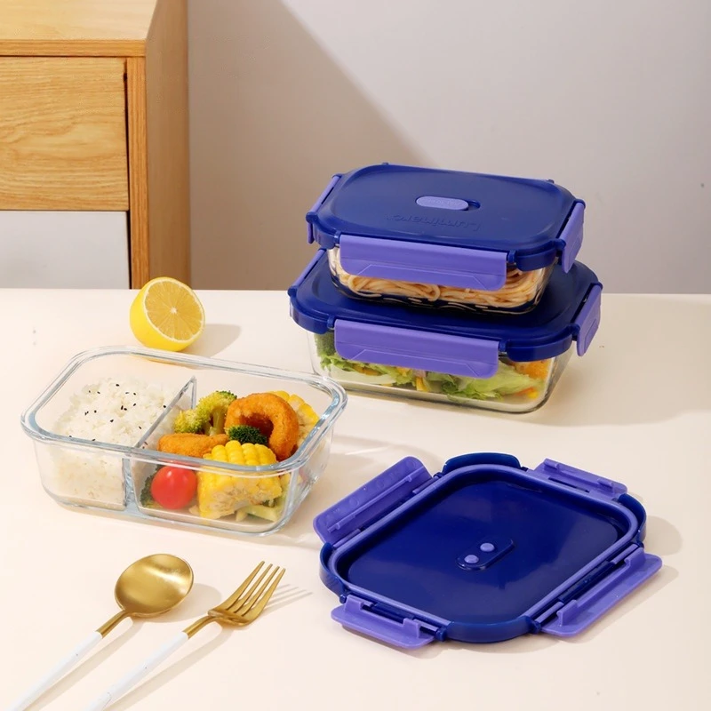 Color Vent PP Lid Borosilicate Glass Food Storage Container, Leakproof, Dishwasher Safe