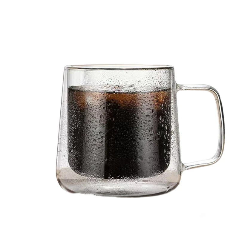 Double Wall  Insulated Glass  with Handle Coffee Juice