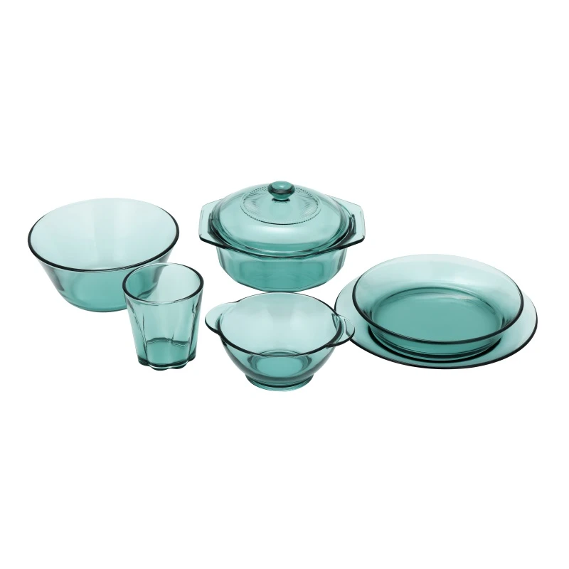 7pcs Colored Glass Dinnerware Set