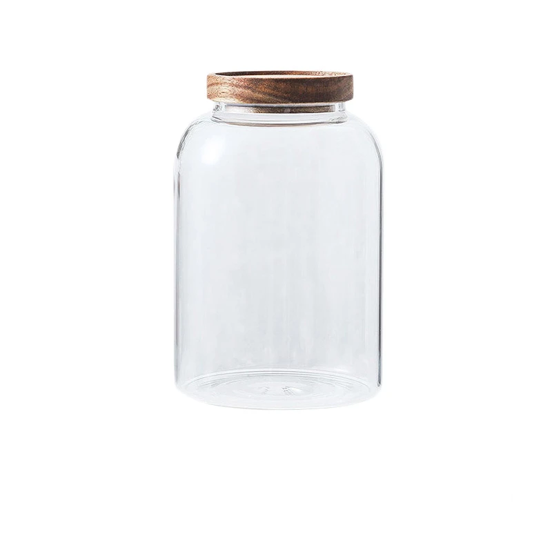 Glass Food Storage Jar with Acacia Wooden Lid