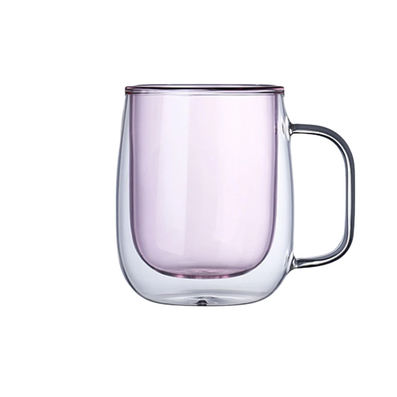 Colored Double-Walled Glass Cup with Handle 