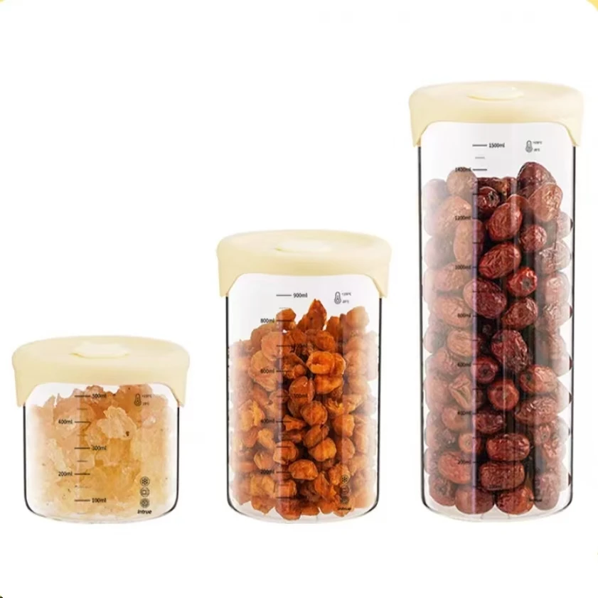 Round Glass Storage Jar with Food-grade Silicone Lid