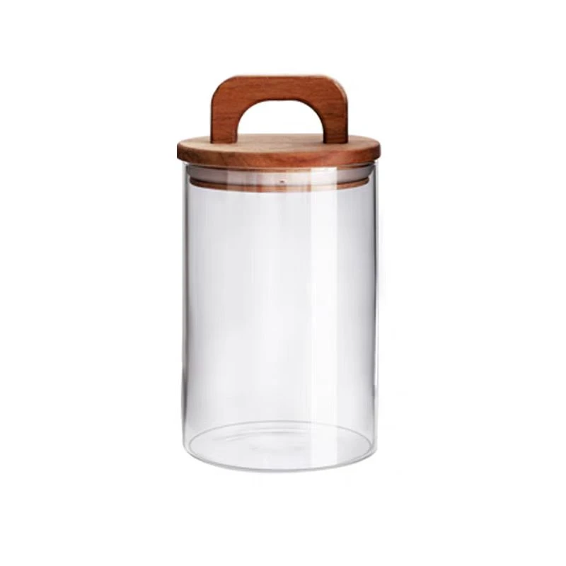 Glass Storage Jar with Acacia Handle Lid