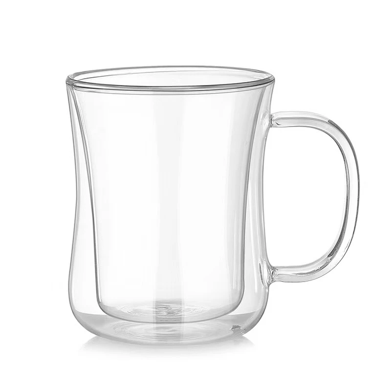 High Borosilicate Double-walled Glass Cup with Handle 220ml 400ml