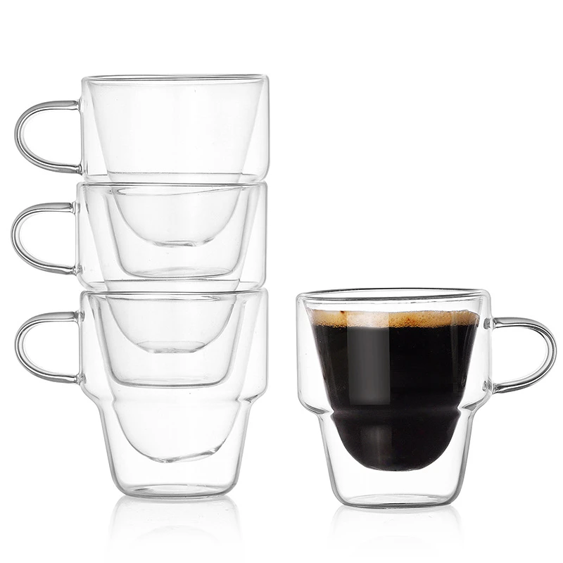 Double Wall Insulated Glass Coffee  with Handle