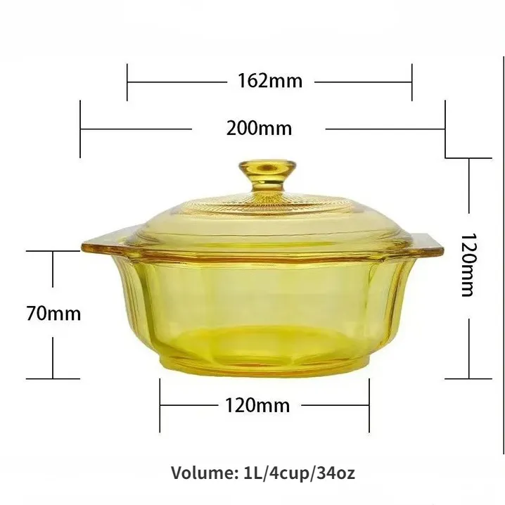 1.0L/4Cup/34OZ Round Color Glass Casserole Dish with Glass Lid