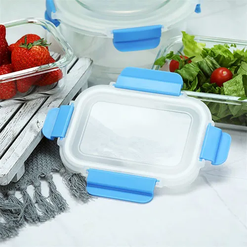 Stakable Glass Container with vented Glass Lid