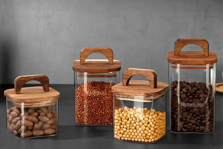 Wide Mouth Glass Jar with Bamboo Lid