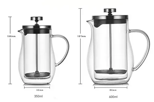 Double Wall Insulated French Press Coffee Glasses Stainless Steel/High Borosilicate Glass
