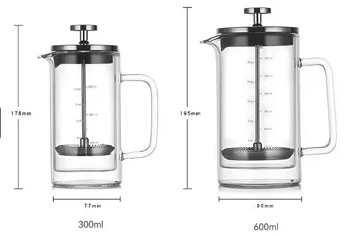 Double Wall Insulated High Borosilicate Glass French Press Coffee Maker