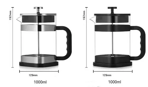 Square French Coffee Press Glasses High Borosilicate Glass/Stainless Steel