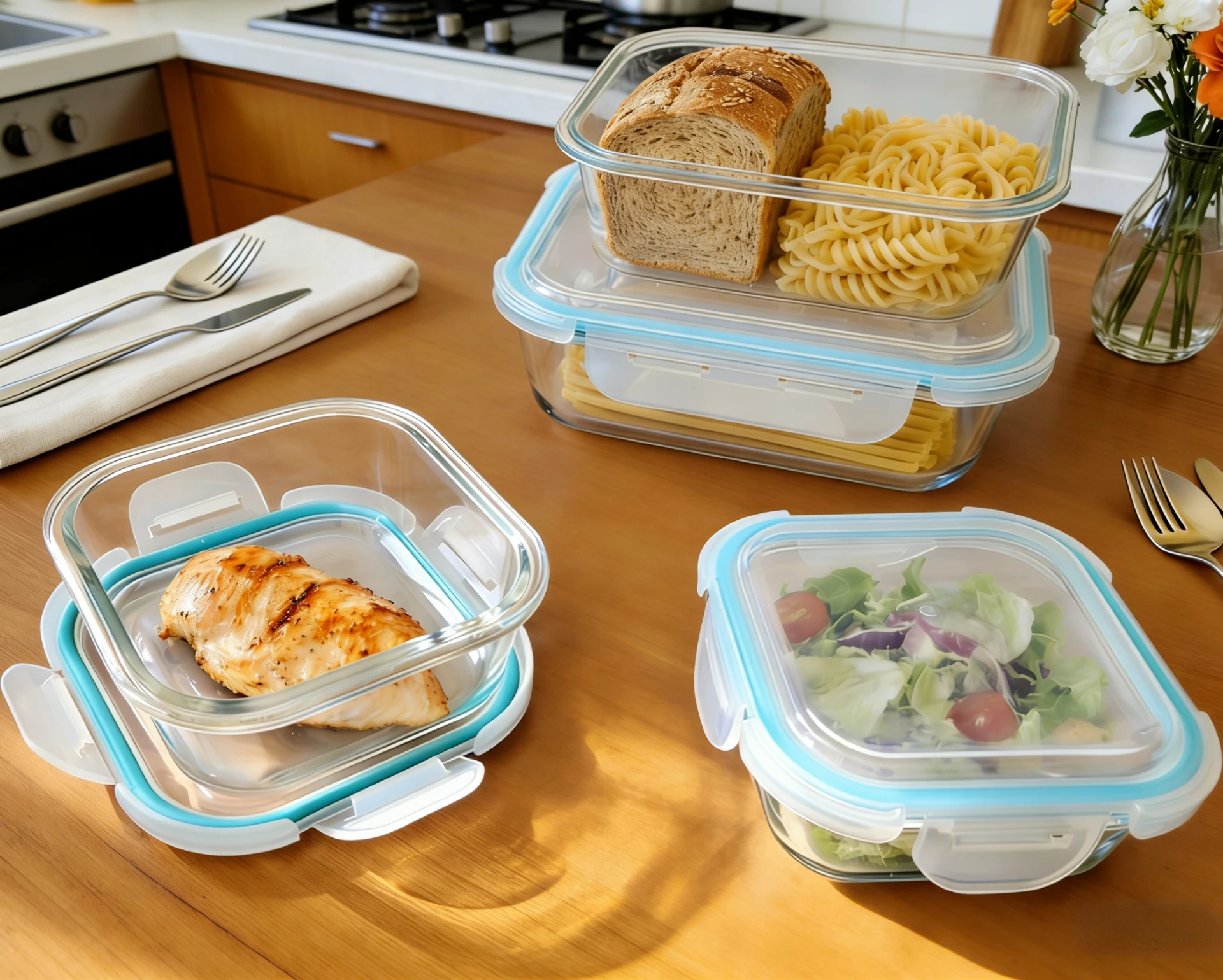[Basic, The Most Cost-Effective]  Borosilicate Glass Food Storage Container with Food-grade BPA FREE, PP Lid, 100% Leakproof, Oven, Microwave, Dishwasher Safe without Lid